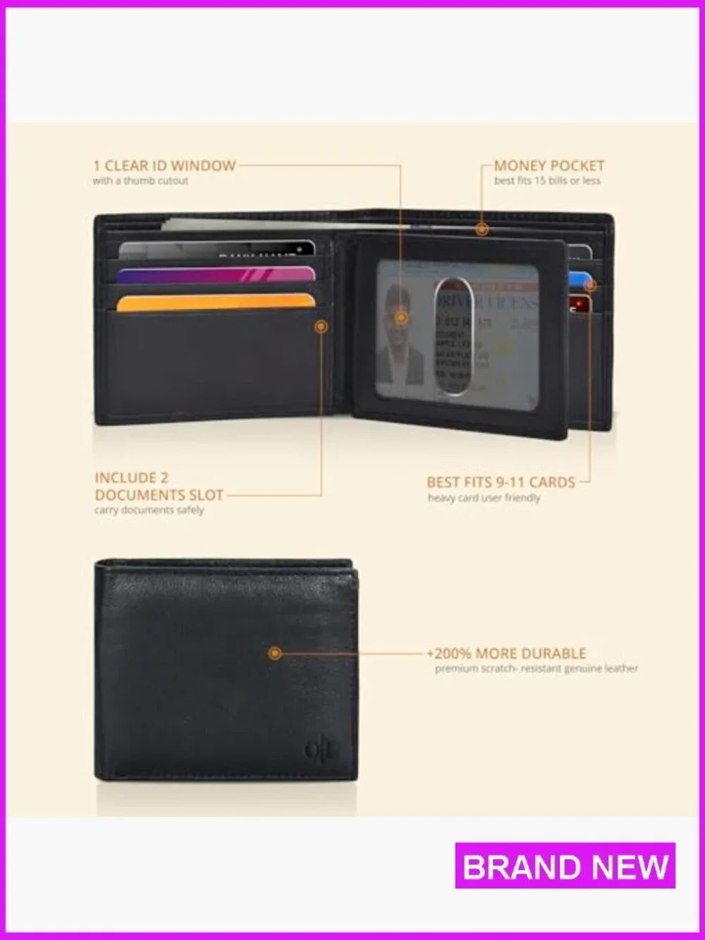 Slim Leather RFID Bifold Wallet Minimalist Front Pocket Classic Design